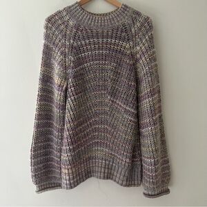 Nicholas Sweater Alpaca Wool Marled Purple Gray Balloon Sleeves Size Medium